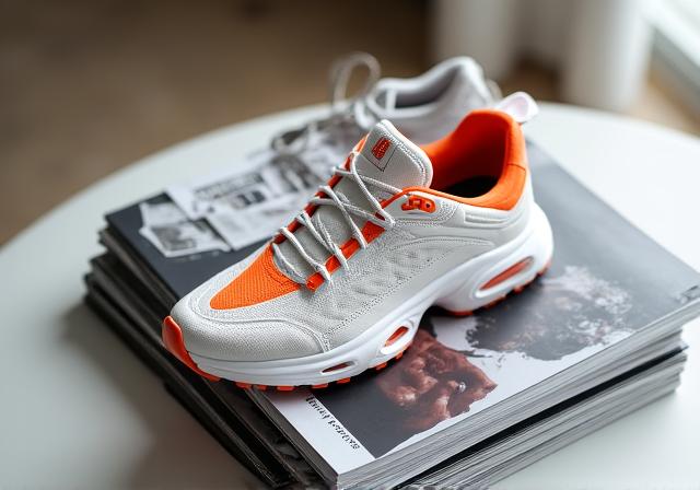 Fusion of luxury tailoring and sneaker culture on a city street